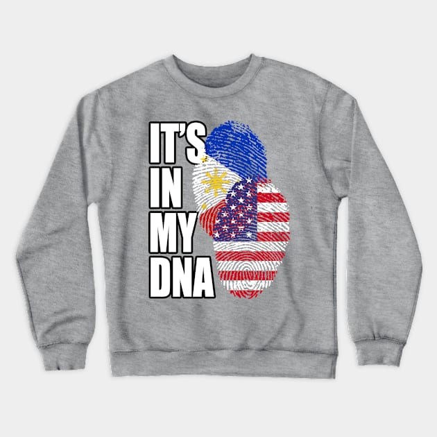 American And Filipino DNA Mix Flag Heritage Crewneck Sweatshirt by Just Rep It!!